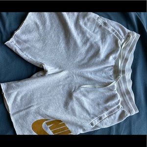 White and Gold Nike Sweatshorts